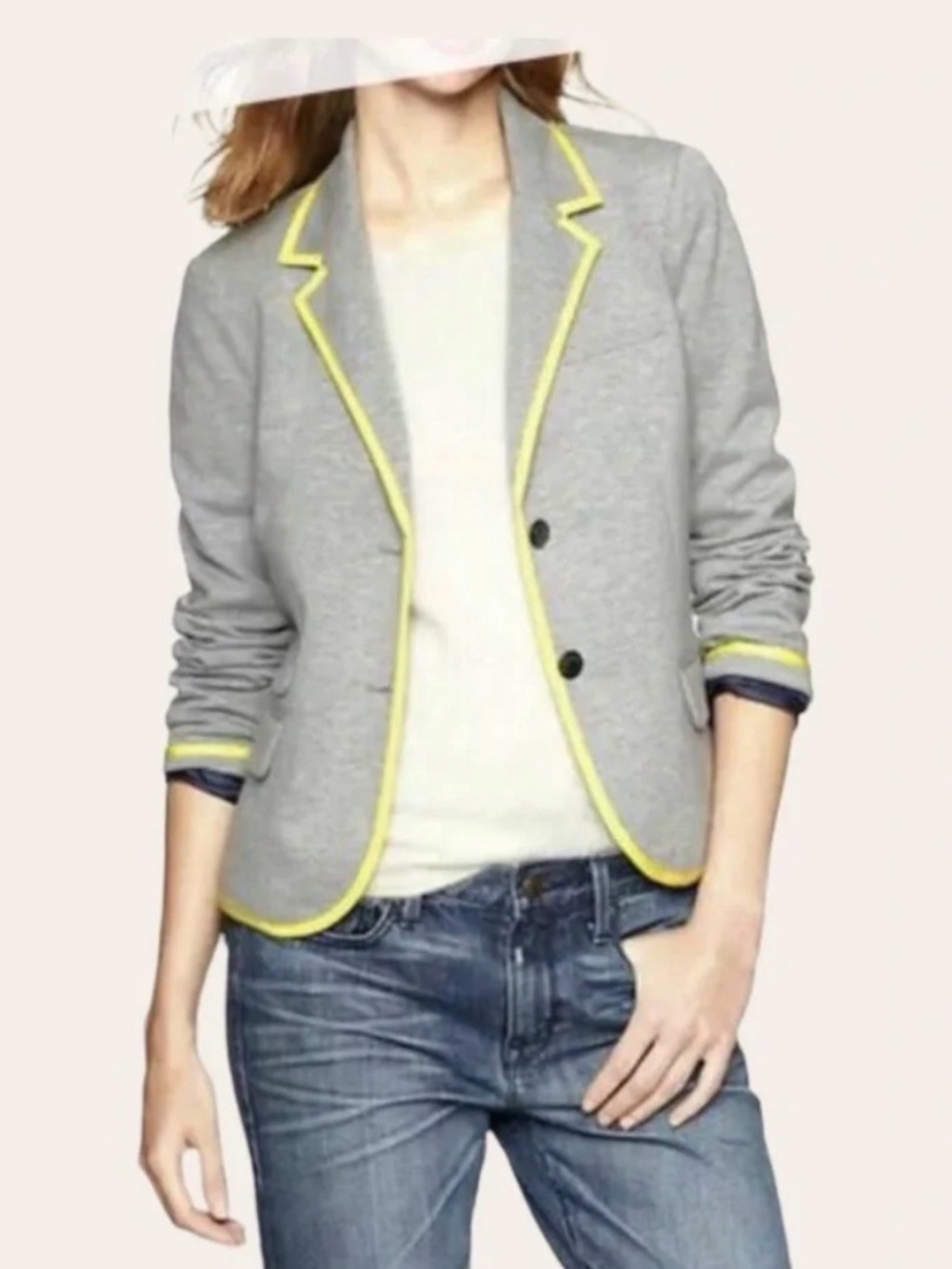 GAP Gray Blazer with Yellow Trim - Women's Tailored Jacket ptp 18 length 24